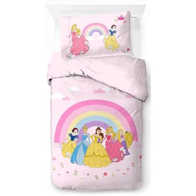 Jay Franco Disney Princess Rainbow Dekbedovertrekset, 100% katoen, eenpersoonsbed, inclusief kussensloop, 50 x 70 cm Jay Franco Disney Princess Rainbow Dekbedovertrekset, 100% katoen, eenpersoonsbed, inclusief kussensloop, 50 x 70 cm