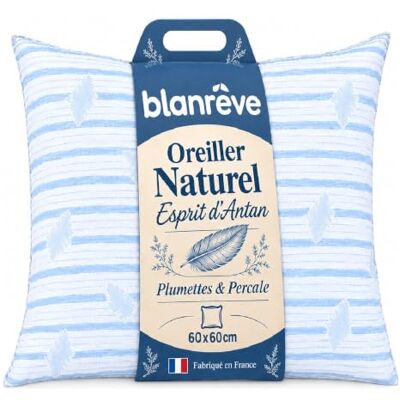Blanrêve Zacht kussen – oud natuurlijk percal traditioneel – 60 x 60 cm Oreiller percale rayée polycoton garnissage 100% plumettes. Endormissement dos ou côté. Fabrication France Blanc/Bleu Blanrêve Zacht kussen – oud natuurlijk percal traditioneel – 60 x 60 cm Oreiller percale rayée polycoton garnissage 100% plumettes. Endormissement dos ou côté. Fabrication France Blanc/Bleu