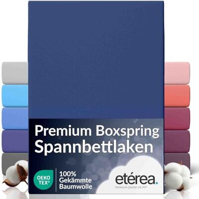etérea Himmlische Qualität etérea extra jersey hoeslaken, 100 x 200 cm, 120 x 220 cm, marineblauw, dikte 20-35 cm, 100% katoen, Oekotex matras, bedlaken 100 x 200 cm, 120 x 220 cm, blauw etérea Himmlische Qualität etérea extra jersey hoeslaken, 100 x 200 cm, 120 x 220 cm, marineblauw, dikte 20-35 cm, 100% katoen, Oekotex matras, bedlaken 100 x 200 cm, 120 x 220 cm, blauw
