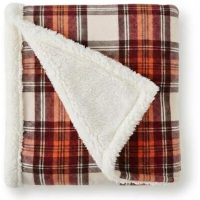 Eddie Bauer Edgewood Flannel Sherpa Throw Blanket, 127 x 152 cm, kaki Eddie Bauer Edgewood Flannel Sherpa Throw Blanket, 127 x 152 cm, kaki