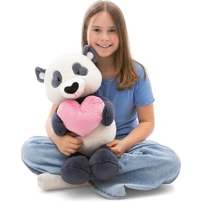 NICI 62611 Panda Love met pluche hart, 50 cm, zwart, zacht, schattige metgezel om te knuffelen en te spelen, geweldig cadeau-idee voor kinderen en volwassenen NICI 62611 Panda Love met pluche hart, 50 cm, zwart, zacht, schattige metgezel om te knuffelen en te spelen, geweldig cadeau-idee voor kinderen en volwassenen