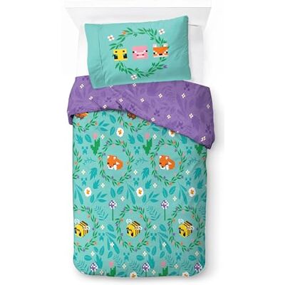 Jay Franco Minecraft Beddengoedset voor eenpersoonsbed, 100% katoen, bloemenpatroon, kussensloop 50 x 70 cm Jay Franco Minecraft Beddengoedset voor eenpersoonsbed, 100% katoen, bloemenpatroon, kussensloop 50 x 70 cm