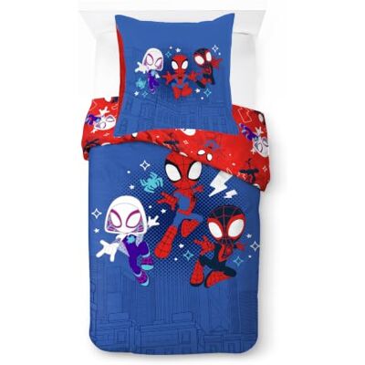 Jay Franco Kids Marvel Spidey & His Amazing Friends Beddengoedset, 100% superzacht katoen, met kussensloop, officieel gelicentieerd product, meerkleurig, 2-delig, eenpersoonsbed Jay Franco Kids Marvel Spidey & His Amazing Friends Beddengoedset, 100% superzacht katoen, met kussensloop, officieel gelicentieerd product, meerkleurig, 2-delig, eenpersoonsbed