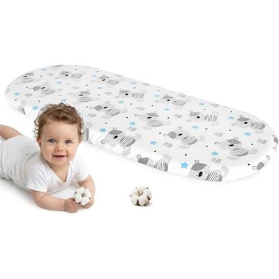 Medi Partners Hoeslaken voor kinderwagen, 86 x 40 cm, 100% katoen, matrasbeschermer (pluche beer, lichtblauw) Medi Partners Hoeslaken voor kinderwagen, 86 x 40 cm, 100% katoen, matrasbeschermer (pluche beer, lichtblauw)