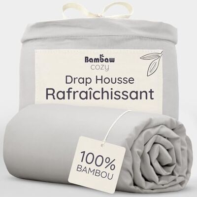 Bambaw Hoeslaken van bamboe, 200 x 200 cm, sneden 35 cm, anti-zweet en mijtdicht, hypoallergeen bamboebeddengoed, verkoelend beddengoed, Oeko-Tex gecertificeerd (grijs) Bambaw Hoeslaken van bamboe, 200 x 200 cm, sneden 35 cm, anti-zweet en mijtdicht, hypoallergeen bamboebeddengoed, verkoelend beddengoed, Oeko-Tex gecertificeerd (grijs)