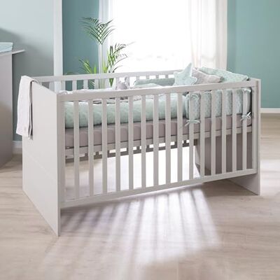 roba Lea babybed – 70 x 140 cm – om te bouwen tot een kinderbed – in hoogte verstelbaar – 3 afneembare stangen – beige/grijs roba Lea babybed – 70 x 140 cm – om te bouwen tot een kinderbed – in hoogte verstelbaar – 3 afneembare stangen – beige/grijs