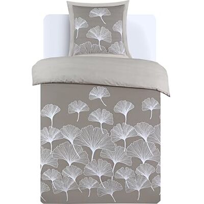 Vision Beddengoedset Ginko omkeerbaar beddengoed, 140 x 200 cm, 1 bijpassende kussensloop 65 x 65 cm, beige, 100% katoen Vision Beddengoedset Ginko omkeerbaar beddengoed, 140 x 200 cm, 1 bijpassende kussensloop 65 x 65 cm, beige, 100% katoen