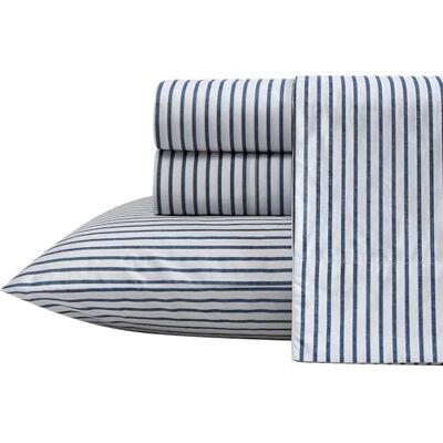 Nautica Eenpersoonsbeddengoed, beddengoed van percal katoen met bijpassende kussensloop, sierlijk en fris, volledig elastisch, essentieel voor slaapzaal (Harmead marineblauw) Nautica Eenpersoonsbeddengoed, beddengoed van percal katoen met bijpassende kussensloop, sierlijk en fris, volledig elastisch, essentieel voor slaapzaal (Harmead marineblauw)