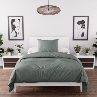 Intemporel Tijdloze dekbedovertrek, gewassen microvezel, kaki, 140 x 200 cm Intemporel Tijdloze dekbedovertrek, gewassen microvezel, kaki, 140 x 200 cm