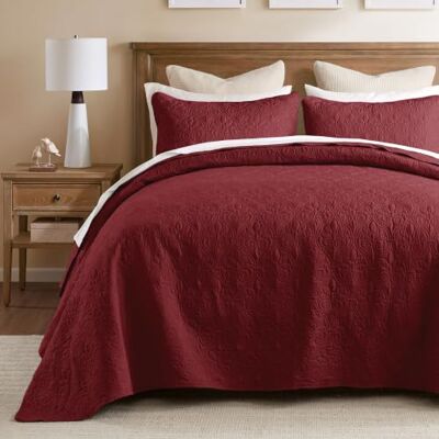 Madison Park Lichtgewicht beddengoedset voor alle seizoenen, sprei, verschillende overtrekken, polyester, rood, queen grootte (259,1 x 299,7 cm) Madison Park Lichtgewicht beddengoedset voor alle seizoenen, sprei, verschillende overtrekken, polyester, rood, queen grootte (259,1 x 299,7 cm)