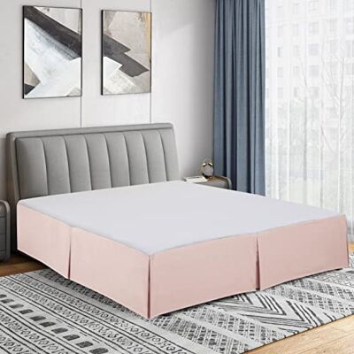Cathay Home Geplooide bedrok van geborstelde microvezel, dubbel, eenvoudig te installeren, ultrazacht, kleurvast en kreukvrij, poederroze, groot bed Cathay Home Geplooide bedrok van geborstelde microvezel, dubbel, eenvoudig te installeren, ultrazacht, kleurvast en kreukvrij, poederroze, groot bed
