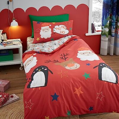 Bedlam Kerstman, rendier en pinguïn dekbedovertrek Eenpersoons bed (140 x 200 cm) Omkeerbaar (2 motieven) 1 kussensloop Kerstmis dekbedovertrek Kerstbeddengoed Kerstversiering Bedlam Kerstman, rendier en pinguïn dekbedovertrek Eenpersoons bed (140 x 200 cm) Omkeerbaar (2 motieven) 1 kussensloop Kerstmis dekbedovertrek Kerstbeddengoed Kerstversiering