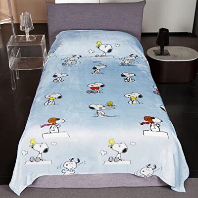 Kanguru Plaid deken voor 1 persoon, Snoopy, fleecedeken, flanel, hemelsblauw, 130 x 230 cm, 1298 Kanguru Plaid deken voor 1 persoon, Snoopy, fleecedeken, flanel, hemelsblauw, 130 x 230 cm, 1298