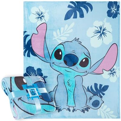 Disney Fleecedeken voor kinderen, jongeren, 150 x 130 cm, stitch, deken, Spiderman, deken, Star Wars, Baby Yoda (lichtblauw Stitch) Disney Fleecedeken voor kinderen, jongeren, 150 x 130 cm, stitch, deken, Spiderman, deken, Star Wars, Baby Yoda (lichtblauw Stitch)