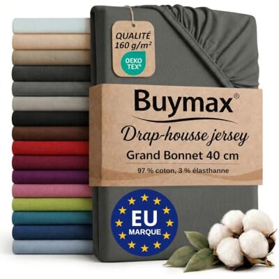 Buymax Hoeslaken stretch, 180 x 200 of 200 x 220 cm, voor waterbed en boxspringbed, voor matrassen tot 35 cm hoogte, antraciet Jersey extensible 160 g/m², 97% coton 3% élasthanne, certifié OEKO-TEX, pour lits boxspring et à eau, bonnet 40 cm. Buymax Hoeslaken stretch, 180 x 200 of 200 x 220 cm, voor waterbed en boxspringbed, voor matrassen tot 35 cm hoogte, antraciet Jersey extensible 160 g/m², 97% coton 3% élasthanne, certifié OEKO-TEX, pour lits boxspring et à eau, bonnet 40 cm.