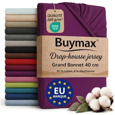 Buymax Hoeslaken 140 x 200 160 x 220 cm Grand Bonnet Aubergine Stretch jersey 160 g/m², 97% katoen, 3% elastaan, Oeko-Tex gecertificeerd, voor boxspring- en waterbedden, hoogte 40 cm. Buymax Hoeslaken 140 x 200 160 x 220 cm Grand Bonnet Aubergine Stretch jersey 160 g/m², 97% katoen, 3% elastaan, Oeko-Tex gecertificeerd, voor boxspring- en waterbedden, hoogte 40 cm.