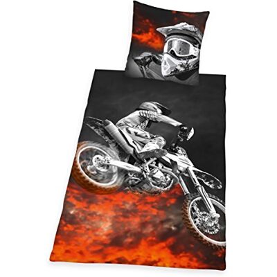 Herding Young Collection Beddengoedset met Motocross Motief, Polyester, Meerkleurig, Dekbedovertrek 135x200 cm, Kussensloop 80x80 cm Herding Young Collection Beddengoedset met Motocross Motief, Polyester, Meerkleurig, Dekbedovertrek 135x200 cm, Kussensloop 80x80 cm