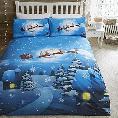 Bedlam Kerstman patroon dekbedovertrekset met dekbedovertrek voor eenpersoonsbed, veelkleurig Bedlam Kerstman patroon dekbedovertrekset met dekbedovertrek voor eenpersoonsbed, veelkleurig
