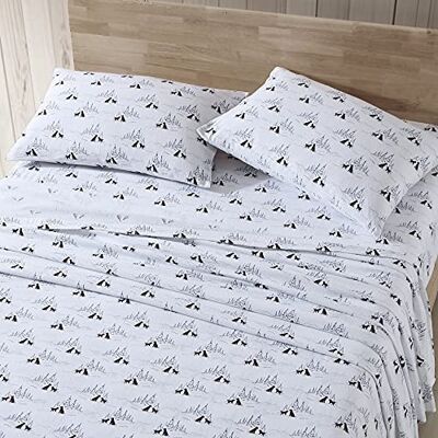 Eddie Bauer Warm en ademend katoenen flanellen beddengoed, diepe zakken, geborsteld voor zachtheid, decoratief en comfortabel, Oeko-Tex gecertificeerd, wit, honden, tweepersoonsbed Eddie Bauer Warm en ademend katoenen flanellen beddengoed, diepe zakken, geborsteld voor zachtheid, decoratief en comfortabel, Oeko-Tex gecertificeerd, wit, honden, tweepersoonsbed