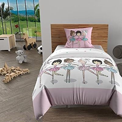 Soleil d'ocre , Dekbedovertrekset, 140 x 200 cm, DANSEUSES roze, 100% katoen, 57 draden/cm² Soleil d'ocre , Dekbedovertrekset, 140 x 200 cm, DANSEUSES roze, 100% katoen, 57 draden/cm²