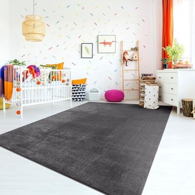 TT Home Speeltapijt voor kinderkamer, jongens, meisjes, wasbaar, modern, pastel, effen, kleur: antraciet, afmetingen: 140 x 200 cm TT Home Speeltapijt voor kinderkamer, jongens, meisjes, wasbaar, modern, pastel, effen, kleur: antraciet, afmetingen: 140 x 200 cm