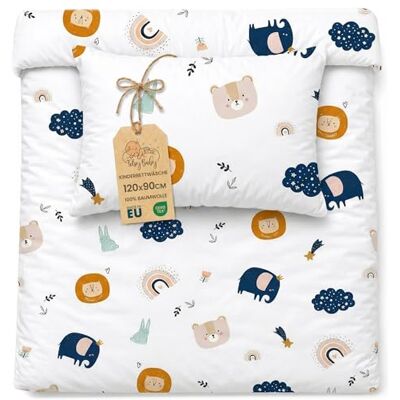 Totsy Baby Babybeddengoed 90 x 120 cm, katoen, omkeerbaar dekbedovertrek 90 x 120 cm, kussensloop 40 x 60 cm, met ritssluiting, beddengoed voor kinderen, jongens, meisjes, Oeko-Tex, regenboogpatroon Totsy Baby Babybeddengoed 90 x 120 cm, katoen, omkeerbaar dekbedovertrek 90 x 120 cm, kussensloop 40 x 60 cm, met ritssluiting, beddengoed voor kinderen, jongens, meisjes, Oeko-Tex, regenboogpatroon