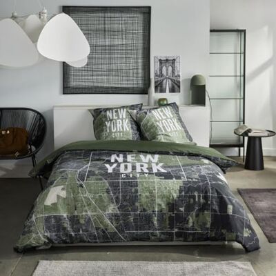 TODAY Beddengoed voor tweepersoonsbed, 220 x 240 cm + 2 kussenslopen 63 x 63 cm, bedrukt, Java 1,12, New York, groen TODAY Beddengoed voor tweepersoonsbed, 220 x 240 cm + 2 kussenslopen 63 x 63 cm, bedrukt, Java 1,12, New York, groen