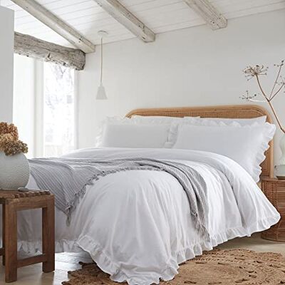 Appletree Loft Cassia Beddengoedset met ruches, 100% katoen, wit, kingsize Appletree Loft Cassia Beddengoedset met ruches, 100% katoen, wit, kingsize
