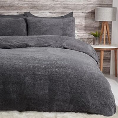 Sleepdown Beddengoedset met dekbedovertrek en kussenslopen van warm en behaaglijk fleece, wijnrood Sleepdown Beddengoedset met dekbedovertrek en kussenslopen van warm en behaaglijk fleece, wijnrood