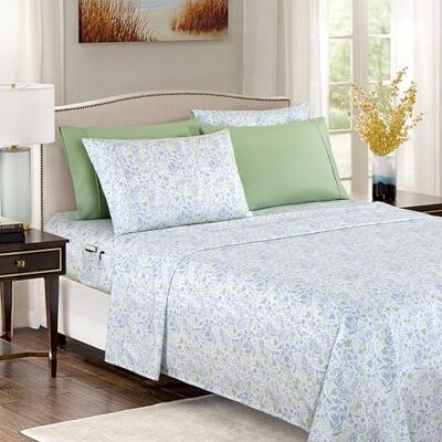 Elegant Comfort 6-delige beddengoedset, zacht en comfortabel, kreukvrij, hotelkwaliteit, microvezel, diepe cups, 230 draden/cm², voor Californisch kingsize bed, anita groen Elegant Comfort 6-delige beddengoedset, zacht en comfortabel, kreukvrij, hotelkwaliteit, microvezel, diepe cups, 230 draden/cm², voor Californisch kingsize bed, anita groen