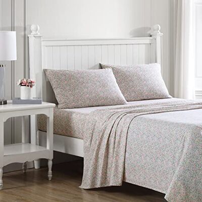 Laura Ashley King size lakens, katoenen perkal beddengoed, licht en ademend, slaapzaal essentials (Lovestone roze, kingsize bed) Laura Ashley King size lakens, katoenen perkal beddengoed, licht en ademend, slaapzaal essentials (Lovestone roze, kingsize bed)