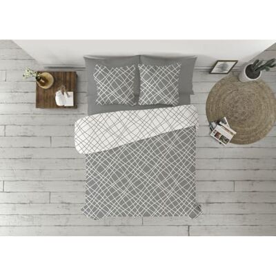 Pierre Cardin 3-delige beddengoedset met grijs kruispatroon voor 90 cm bed Pierre Cardin 3-delige beddengoedset met grijs kruispatroon voor 90 cm bed