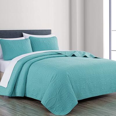 Chezmoi Collection Austin Set van 3 oversized beddengoed queen turquoise Chezmoi Collection Austin Set van 3 oversized beddengoed queen turquoise
