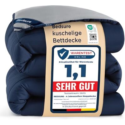Bedsure Dekbed, 240 x 220 cm, warm, blauw dekbed 300 g/m², voor tweepersoonsbed, 220 x 240 cm, met hoeklussen, machinewasbaar Bedsure Dekbed, 240 x 220 cm, warm, blauw dekbed 300 g/m², voor tweepersoonsbed, 220 x 240 cm, met hoeklussen, machinewasbaar