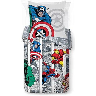 Jay Franco Marvel Comics Cool kinderbeddengoed, 100% katoen, 135 x 200 cm, dekbedovertrek en kussensloop 80 x 80 cm Jay Franco Marvel Comics Cool kinderbeddengoed, 100% katoen, 135 x 200 cm, dekbedovertrek en kussensloop 80 x 80 cm