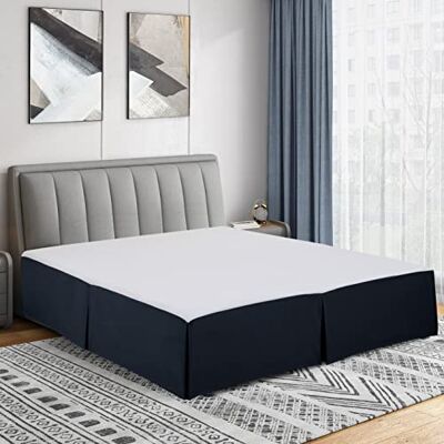 Cathay Home Geplooide bedrok van geborstelde microvezel, dubbel, eenvoudig te installeren, ultrazacht, kleurvast en kreukvrij, marineblauw, groot bed Cathay Home Geplooide bedrok van geborstelde microvezel, dubbel, eenvoudig te installeren, ultrazacht, kleurvast en kreukvrij, marineblauw, groot bed