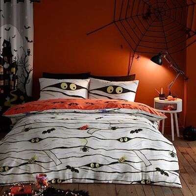 Bedlam Halloween glow in the dark vleermuis en enge moeders beddengoed set, omkeerbaar en onderhoudsvriendelijk (200 x 200 cm) kinderkamerdecoratie Bedlam Halloween glow in the dark vleermuis en enge moeders beddengoed set, omkeerbaar en onderhoudsvriendelijk (200 x 200 cm) kinderkamerdecoratie