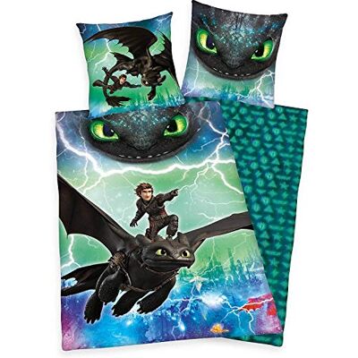 Herding Dreamworks Dragons Beddengoedset, Omkeerbaar, Dekbedovertrek 135 X 200 Cm, Kussensloop 80 X 80 Cm, Katoen/Renforcé Herding Dreamworks Dragons Beddengoedset, Omkeerbaar, Dekbedovertrek 135 X 200 Cm, Kussensloop 80 X 80 Cm, Katoen/Renforcé