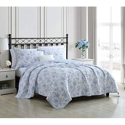 Laura Ashley Home Omkeerbare beddengoedset van katoen met bloemenpatroon met bijpassende kussenslopen, woondecoratie voor alle seizoenen (blauwe omheinde tuin, tweepersoonsbed/queensize bed) Laura Ashley Home Omkeerbare beddengoedset van katoen met bloemenpatroon met bijpassende kussenslopen, woondecoratie voor alle seizoenen (blauwe omheinde tuin, tweepersoonsbed/queensize bed)