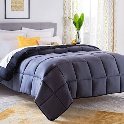 Linenspa 4 seizoenen dekbed in microvezel Ultra zacht, Dekbed 220 x 240 cm, 2 personen, deken Zwart/Grijs Grafiet Linenspa 4 seizoenen dekbed in microvezel Ultra zacht, Dekbed 220 x 240 cm, 2 personen, deken Zwart/Grijs Grafiet