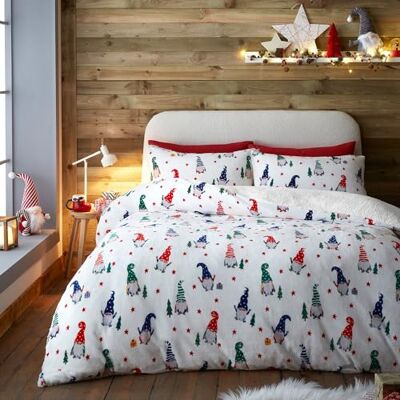 Fusion Gonk Kerstmis dekbedovertrek voor tweepersoonsbed fleece (200 x 200 cm) omkeerbaar 2 kussenslopen wit dwergpatroon feestelijk zacht beddengoed Fusion Gonk Kerstmis dekbedovertrek voor tweepersoonsbed fleece (200 x 200 cm) omkeerbaar 2 kussenslopen wit dwergpatroon feestelijk zacht beddengoed