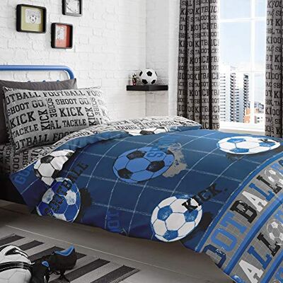 Bedlam Katoenen beddengoedset, blauw, eenpersoonsbed, 135 x 200 cm (dekbedovertrek), 50 x 75 cm (kussensloop) (52% polyester/48% katoen) Bedlam Katoenen beddengoedset, blauw, eenpersoonsbed, 135 x 200 cm (dekbedovertrek), 50 x 75 cm (kussensloop) (52% polyester/48% katoen)