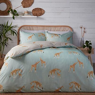 Fusion Dekbedovertrek Giraffe blauw eend Eenpersoonsbed (140 x 200 cm) Omkeerbaar ontwerp Dierentuin dieren Grijs en blauw beddengoed met giraffen print Druksluiting Geschenken Fusion Dekbedovertrek Giraffe blauw eend Eenpersoonsbed (140 x 200 cm) Omkeerbaar ontwerp Dierentuin dieren Grijs en blauw beddengoed met giraffen print Druksluiting Geschenken
