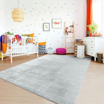 TT Home Speeltapijt voor kinderkamer, jongens, meisjes, wasbaar, modern, pastel, effen, kleur: grijs, afmetingen: 200 x 280 cm TT Home Speeltapijt voor kinderkamer, jongens, meisjes, wasbaar, modern, pastel, effen, kleur: grijs, afmetingen: 200 x 280 cm