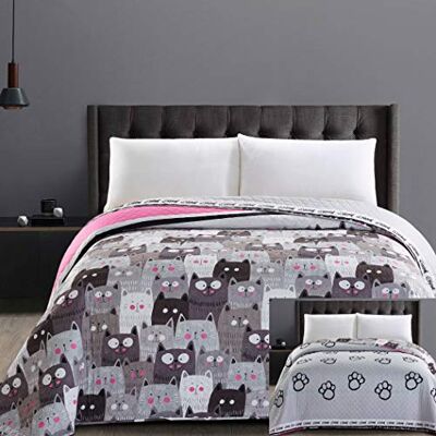 DecoKing 32336 Sprei 170 x 270 cm microvezel dubbelzijdig gewatteerd onderhoudsvriendelijk beige lichtbruin cacao bruin grijs staal antraciet grafiet zwart wit roze katten invasie DecoKing 32336 Sprei 170 x 270 cm microvezel dubbelzijdig gewatteerd onderhoudsvriendelijk beige lichtbruin cacao bruin grijs staal antraciet grafiet zwart wit roze katten invasie