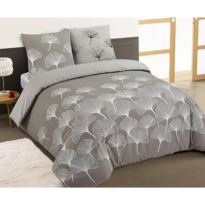 Vision Ginko omkeerbaar flanellen beddengoed, dekbedovertrek 240 x 220 cm, met 2 kussenslopen, 65 x 65 cm, 100% katoenflanel Vision Ginko omkeerbaar flanellen beddengoed, dekbedovertrek 240 x 220 cm, met 2 kussenslopen, 65 x 65 cm, 100% katoenflanel