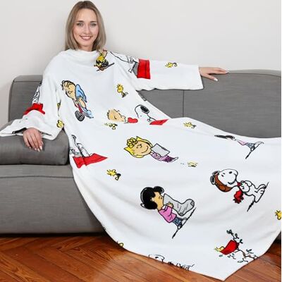 Kanguru Deluxe knuffeldeken van fleece, polyester, witte mouwen, 180 x 140 cm, 4 stuks Kanguru Deluxe knuffeldeken van fleece, polyester, witte mouwen, 180 x 140 cm, 4 stuks