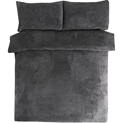Sleepdown Beddengoedset van fleece, voor éénpersoonsbed, antracietgrijs, fluweel, 135 x 200 cm, kussenslopen 48 cm x 74 cm, 1 set Sleepdown Beddengoedset van fleece, voor éénpersoonsbed, antracietgrijs, fluweel, 135 x 200 cm, kussenslopen 48 cm x 74 cm, 1 set
