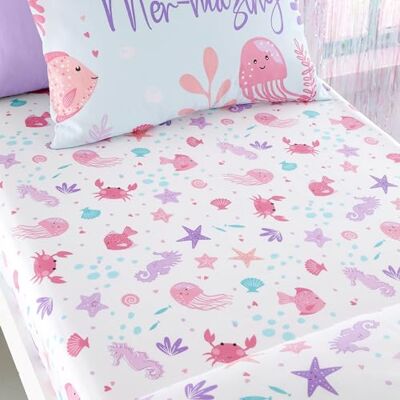 Bedlam Mermaid Vibes hoeslaken 25 cm eenpersoonsbed in aggua Bedlam Mermaid Vibes hoeslaken 25 cm eenpersoonsbed in aggua