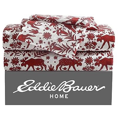 Eddie Bauer Beddengoedset van geborsteld katoenflanel voor zachtheid, gezellige woondecoratie Arcadie rood, tweepersoons Eddie Bauer Beddengoedset van geborsteld katoenflanel voor zachtheid, gezellige woondecoratie Arcadie rood, tweepersoons